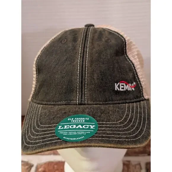 New Kemin Hat Cap Logo Mesh Snapback Trucker Baseball Farm Brown Tan Snap Back - Picture 2 of 7